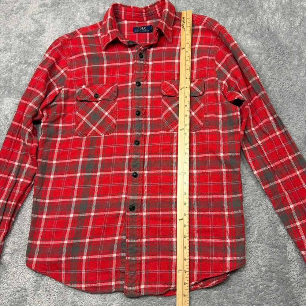 Polo Ralph‎ Lauren Flannel Workshirt Mens Large L Red Plaid Long Sleeve Shirt